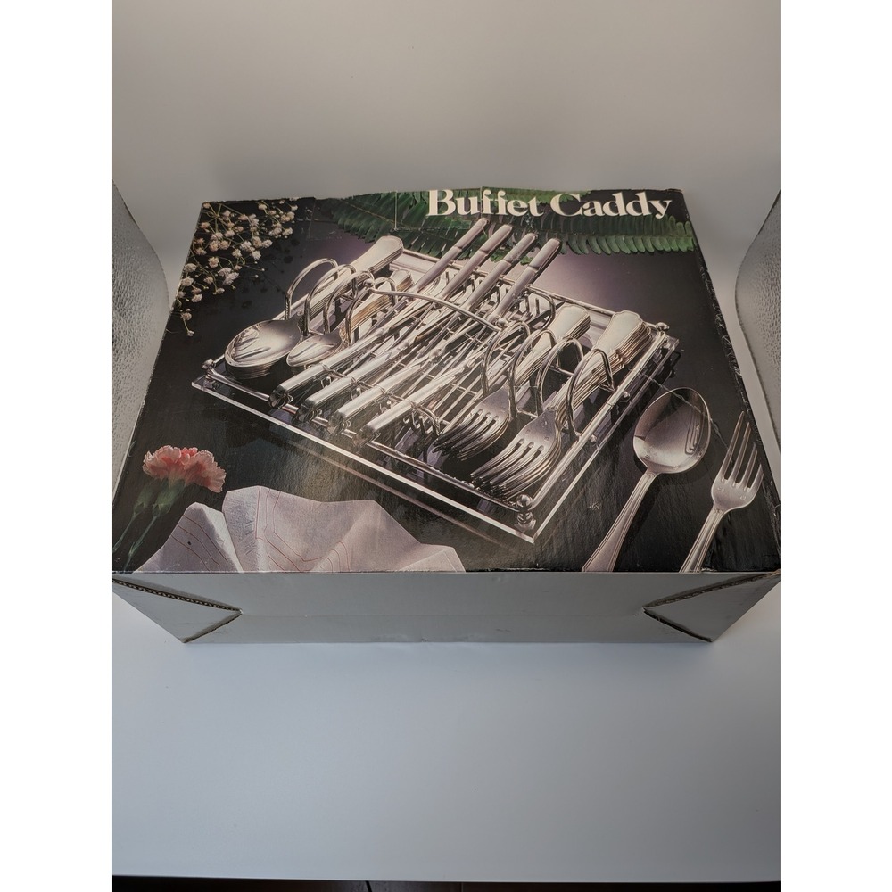 Vintage Fortunoff Silverplate and Acrylic Buffet Caddy with Box